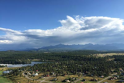 view of Pagosa Springs from the air